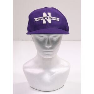 Northwestern University Vintage Spellout Purple Fitted Hat Cap 7 3/8 Uni Square